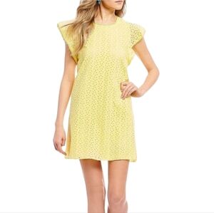 Copper Key Eyelet Ruffle Sleeve‎ Yellow Dress Size M Medium